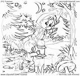 Coloring Woods Girl Outline Boy Pages Leading Into Clipart Through Royalty Illustration Bannykh Alex Rf Template sketch template