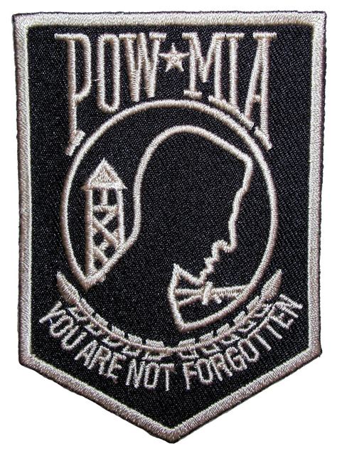 pow mia    forgotten shield embroidered biker patch gold