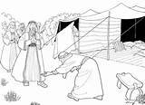 Abraham Visitors Coloring Sarah Pages Bible Genesis 18 Three Sunday Color Story School Printable Clipart Tent Preschool Isaac Kids Strangers sketch template