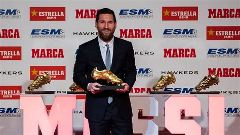 lionel messi wins fifth golden shoe award as europe s leading