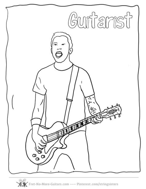 guitar player coloring pages  wwwfret   guitarscomguitar