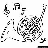 Coloring Corneta Instrumentos Musicales Horns sketch template