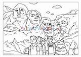 Colouring Rushmore Mount Activity Presidents Village Explore sketch template