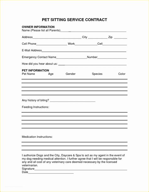 pet sitter contract template    pet sitting contract template