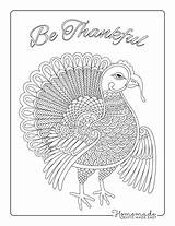 Coloring Pages Thanksgiving Easy Adults Color Turkey Kids Detailed sketch template