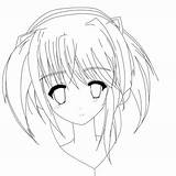 Anime Coloring Cute Girl Pages Lineart Girls Face Drawings Site Deviantart Popular Coloringhome sketch template
