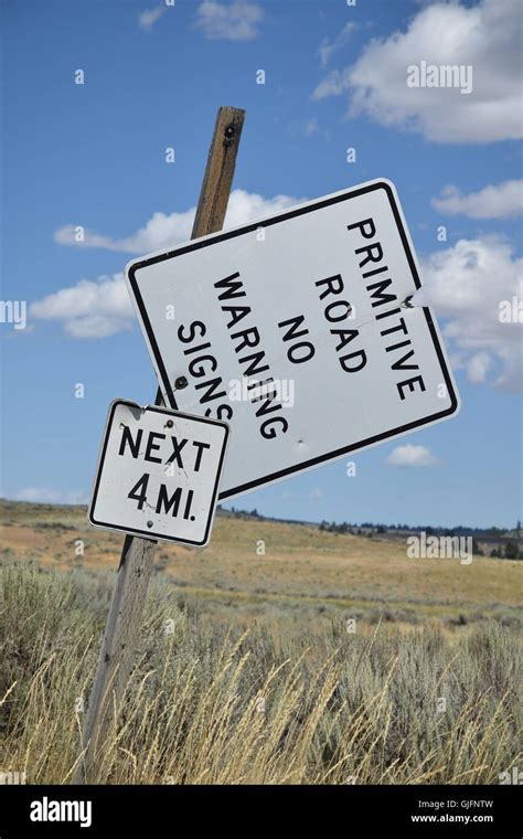 primitive road warning sign stock photo alamy