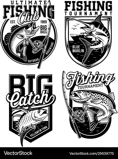 set fishing emblem designs royalty  vector image