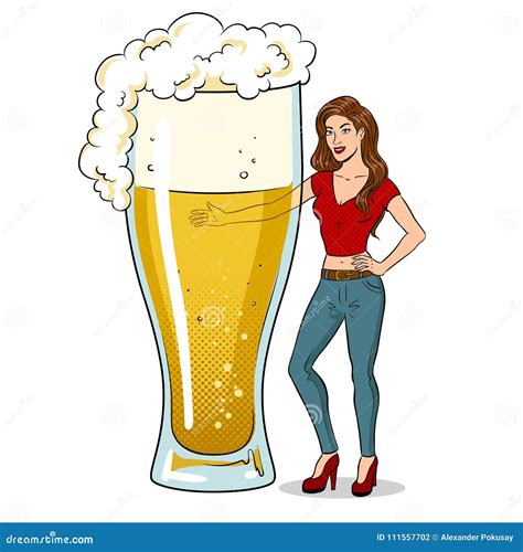 beauty young woman  beer pop art vector stock vector illustration  vector decorative