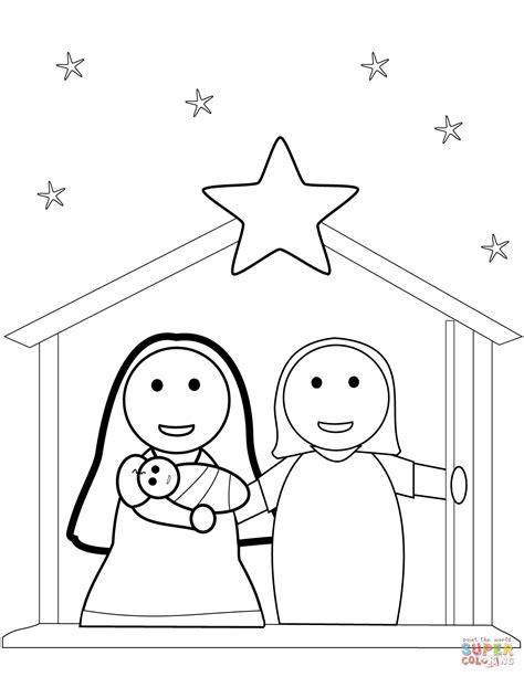 christmas nativity scene coloring page  printable coloring pages