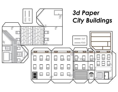 printable  paper city buildings template templates printable