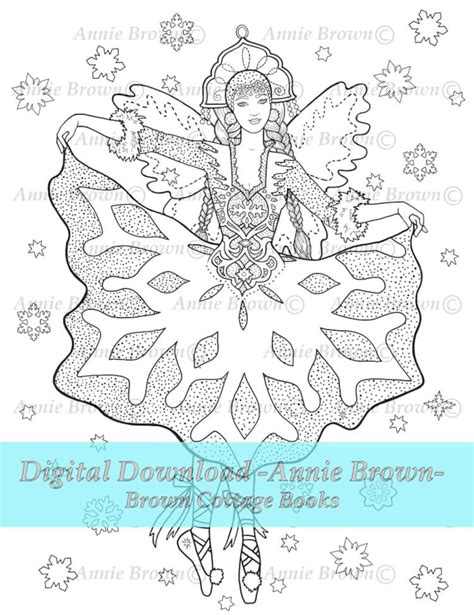 winter fairies coloring page fantasy art printable  etsy