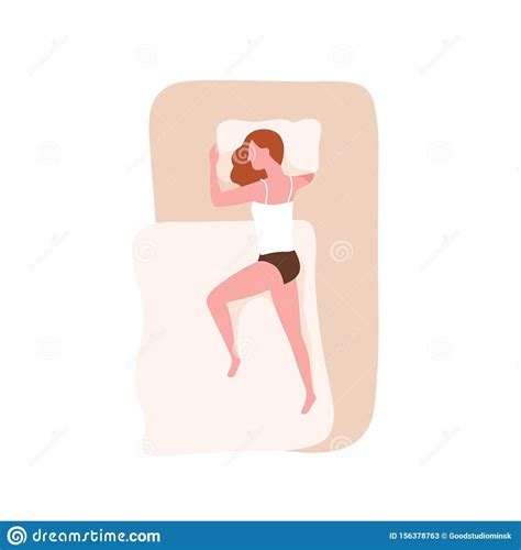 redhead girl sleeping on her side on comfortable bed female character falling asleep in bedroom