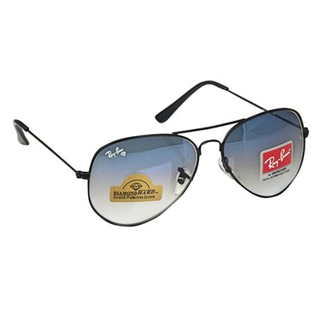 ray ban aviator rb  diamond hard black blue shade sunglasses