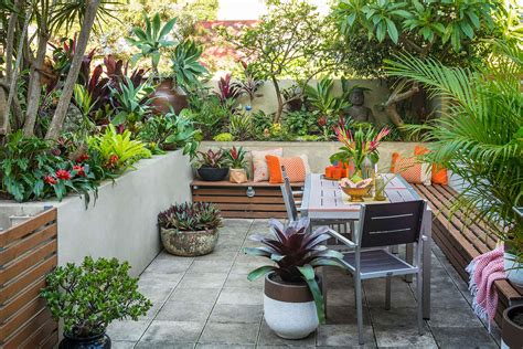small terraced house garden makeover  lush tropical plants  homes  gardens
