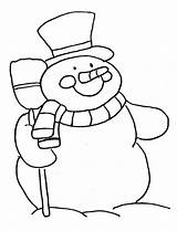 Snowman Coloring Broom Coloringsun sketch template
