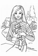 Barbie Coloring Pages Cat Choose Board Puppy Sleeping sketch template