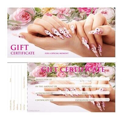 nail salon gift certificate design gc ebay