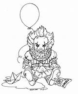 Coloring Pennywise Pages Printable Print Scary Baby Fairy Jadedragonne Lineart Color Clown Horror Getcolorings Sheets Colorings Character Adult Choose Board sketch template