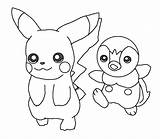 Piplup Pikachu Insertion Coloringhome sketch template