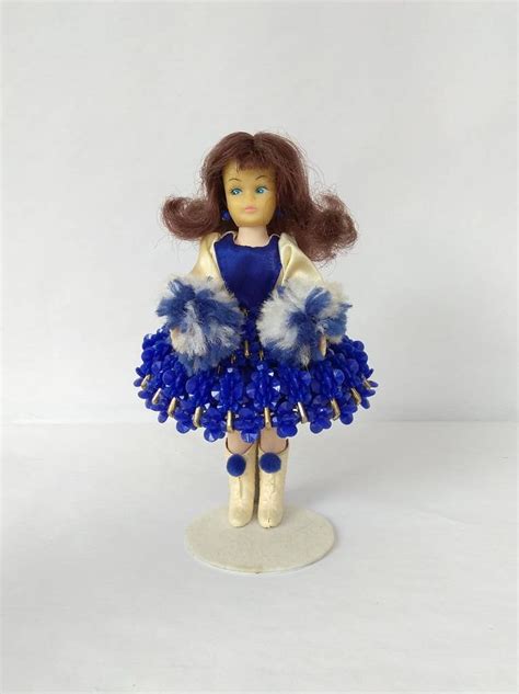 Sale Vintage Safety Pin Cheerleader Doll Mid Century Handmade Blue