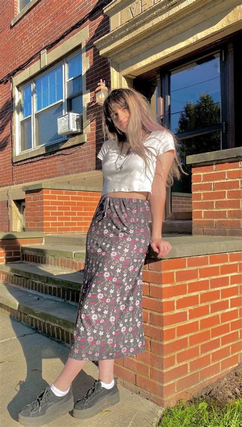 long skirt midiskirt inspo fit inspiration indie aesthetic bangs long