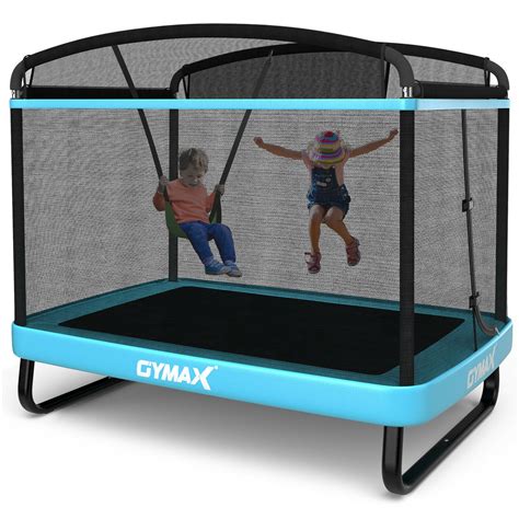 gymax ft recreational kids trampoline wswing safety enclosure indooroutdoor blue walmartcom