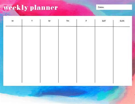 printable weekly calendars   week organized