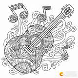 Coloring Pages Music Colouring Guitar Adult Adults Book Sheets Printable Doodle Note Notes Pumpkin Coloriage Musique La Un sketch template