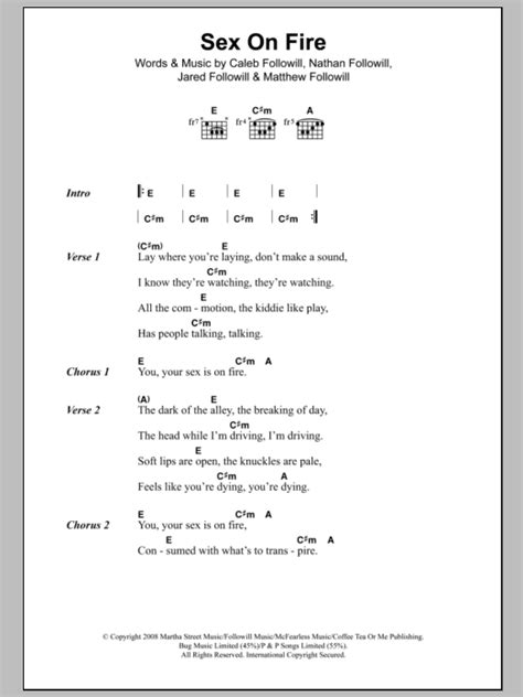 Sex On Fire By Kings Of Leon Guitar Chords Lyrics