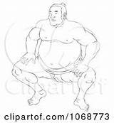 Sketched Wrestler Sumo Royalty Coloring Pages Patrimonio Book Illustrations Clipartof sketch template