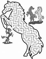 Maze Labirint Horses Colorat Puzzles Rearing Mazes Desene Planse Labyrinthe Cheval Etkinlikburada Trafic Imprimer Printactivities Thru Depuis sketch template