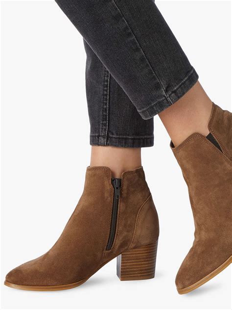 dune payge suede mid block heel ankle boots taupe  john lewis partners