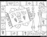 Shabbat Coloring Pages Jewish Shalom Colouring Kids Sheets Mat Template sketch template