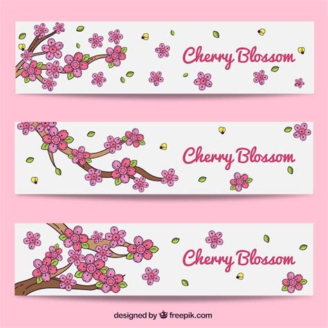 vector decorative cherry blossoms banners