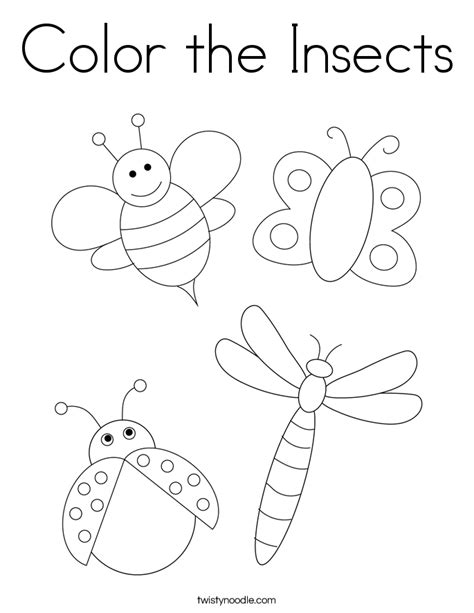 color  insects coloring page twisty noodle