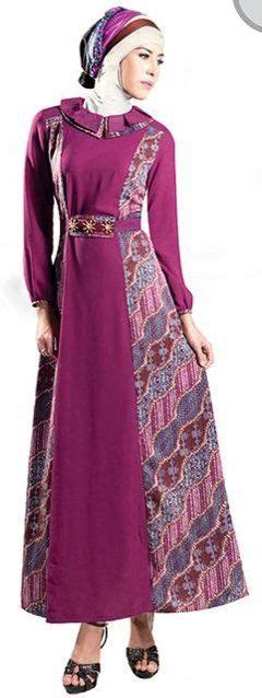 gambar baju gamis batik kombinasi polos ragam muslim