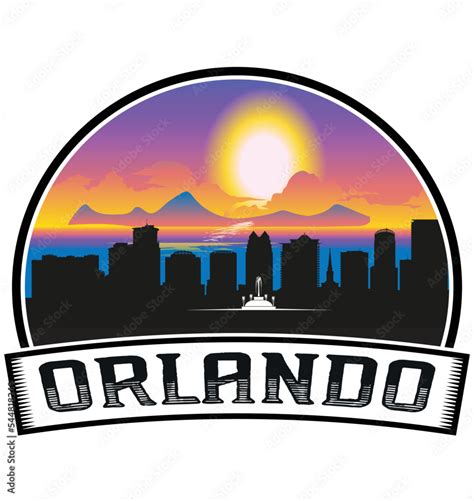 orlando florida usa skyline sunset travel souvenir sticker logo badge stamp emblem coat  arms
