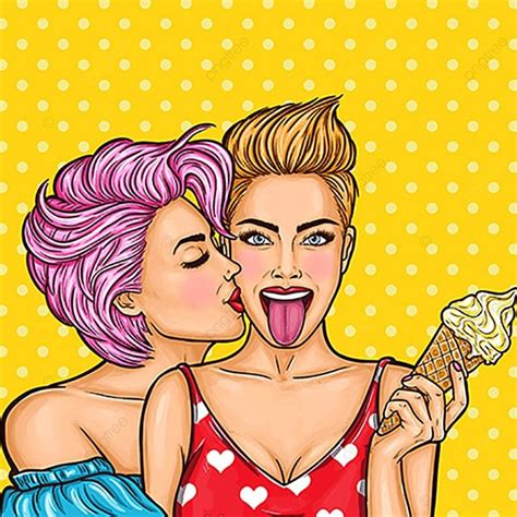 Vector Pop Art Illustration Of A Lesbian Couple Illustration Couple