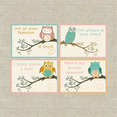 classroom valentine cards printable owl   etsy printable