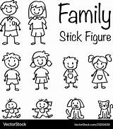 Stick Family Figure Vector Doodle Set Vectors Royalty sketch template