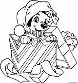 Coloring Hat Santa Pages Box Puppy Wearing Printable Gift sketch template