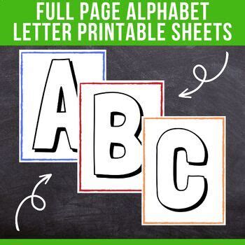 full page letter printable sheets    readers tpt