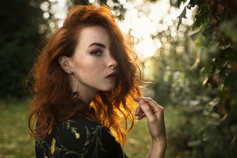 Wallpaper Portrait Face Redhead Depth Of Field Women Outdoors