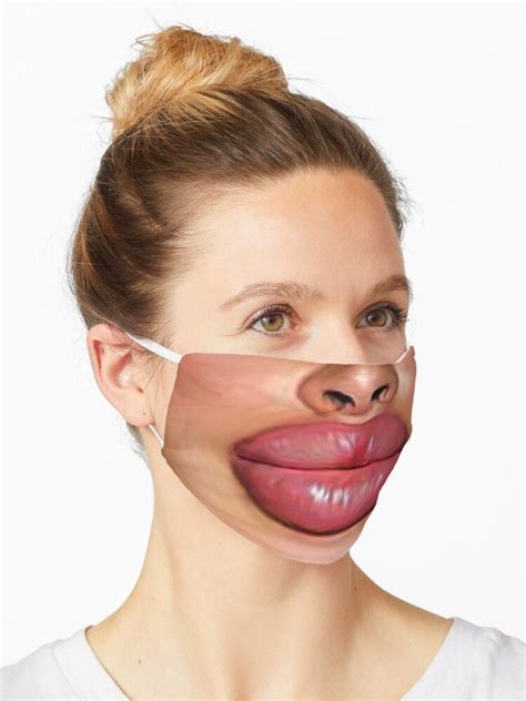 Funny Smiling Big Lips Facemask Mask By Rhonstoppable27 Redbubble