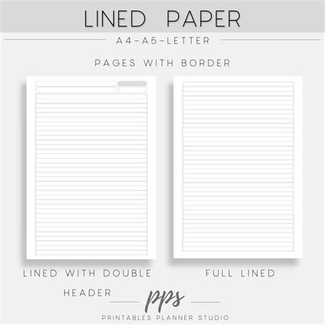 lined paper student note  printable set    etsy en
