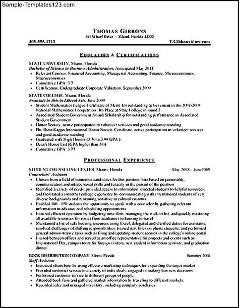 internship resume sample  college students good resume examples