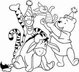 Winnie Pooh Ausmalbilder Colorir Ursinho Puchatek Desenhos Kubus Przyjaciele Puuh Kolorowanki Festeggiano Jego Amici Suoi Seus Celebrating Stampare Ausdrucken Feiern sketch template