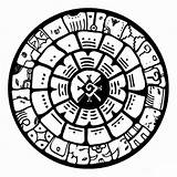 Maya Mayan Calendar Coloring Aztec Pages Drawing Kids Civilization Calendario Colorear Zodiac Pyramid Para Astrology Printable Vector Symbols Calendrier Dibujos sketch template