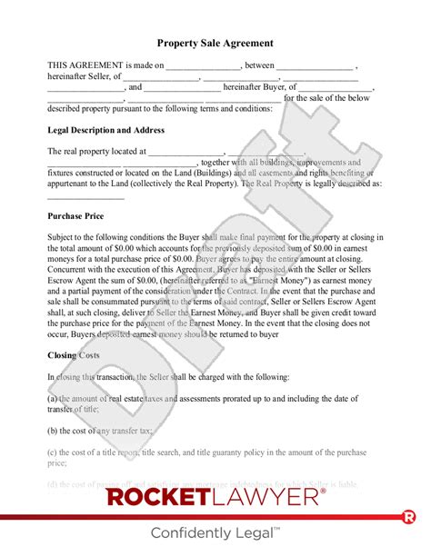 property sale agreement template faqs rocket lawyer